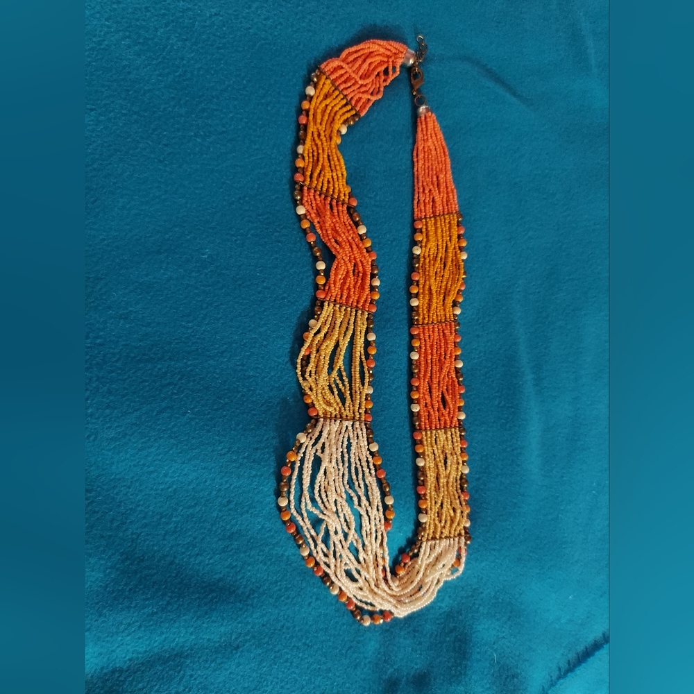Shades of Orange Beaded Necklace.